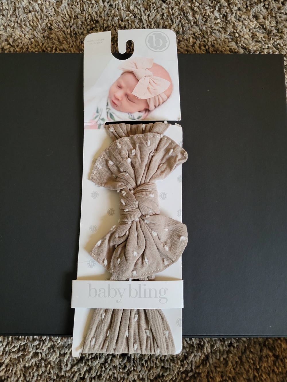 Baby Bling Taupe Heart Bow Headwrap for Kids